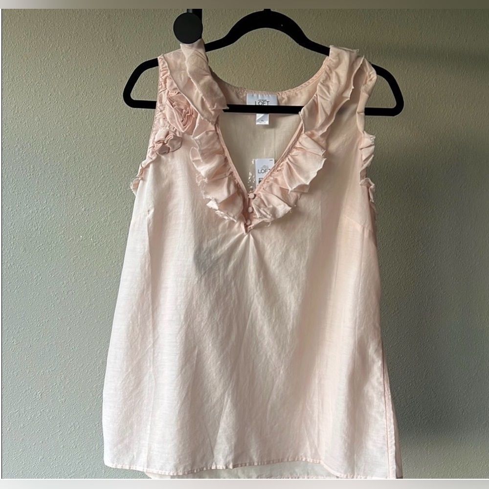 NWT Ann Taylor Sz XL LOFT Cotton-Silk Summer Peach Bliss Sleeveless Blouse